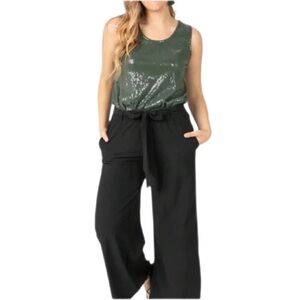 Agnes & Dora Pull On Belted Pant Wide Leg Style in Black Size Medium